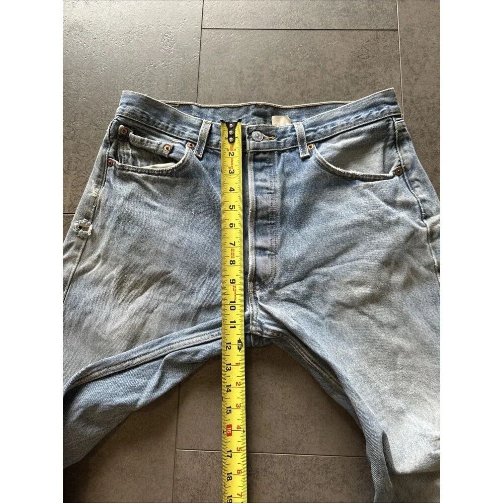 Levi's 501 Button Fly jeans super distressed 35x34 *shrunk* 33x29 retro grunge